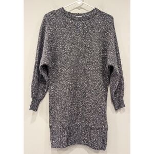 FRAME Sequin Long Sleeve Sweater Minidress in Smoke Heather Size XS
